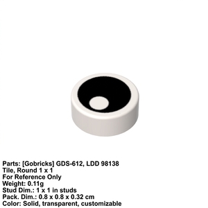 ตัวต่อโกบริกส์ GDS-612 หมายเลขชิ้นส่วน 98138 แผ่นเรียบทรงกลม 1x1 แผ่นกลม 1x1 รุ่น 98138pb072 จำหน่ายจำนวนมากจากโรงงาน - Product Image 2