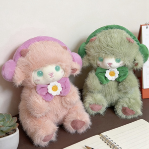 Adorable Poupée de Bureau Mignonne Version Q, Jouet en Peluche en Laine en Forme de Petit Animal avec Écouteurs, Petite Poupée Mouton, Ornement de Bureau OEM ODM - Product Image 2