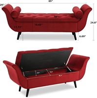 Banc de rangement ottoman en velours de 65 pouces, style ferme vintage, rembourré avec accoudoirs roulés et capitonné, pour chambre, salon, entrée