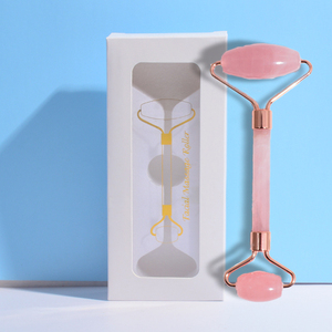 Tốt Nhất Người Bán Biểu Tượng Tùy Chỉnh Tự Nhiên Chất Lượng Cao Trên Khuôn Mặt Con Lăn Băng Rose Hồng Thạch Anh Trên Khuôn Mặt Massager Ngọc Con Lăn Gua Sha Bộ - Product Image 3