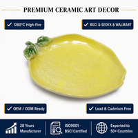 Nouvelle Arrivée 2026 – Plat de Service en Céramique Citron Brillant, Assiette Créative en Forme de Fruit pour Décoration de Cuisine Rustique – Vente en Gros