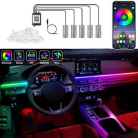 Lumière ambiante intérieure de voiture, lampe décorative, éclairage d'ambiance en fibre optique, contrôle par application, lumières froides RGB