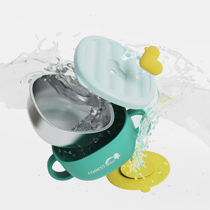 Bol pour bébé de la série Forest avec base à ventouse, sans BPA, en acier inoxydable, pour enfants de 0 à 12 mois, plat d'alimentation pour enfants - Product Image 2