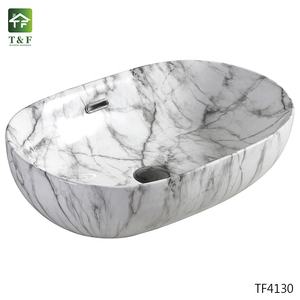 <span class=keywords><strong>Lavabo</strong></span> de Cerámica de Lujo para Baño de Hotel, <span class=keywords><strong>Lavabo</strong></span> de Porcelana con Aspecto de Mármol, <span class=keywords><strong>Lavabo</strong></span> Artístico de Cerámica, <span class=keywords><strong>Lavabo</strong></span> de Encimera - Product Image 3