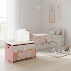 Boîte à jouets mignonne de couleur rose avec un design animal, avec un couvercle à charnière de sécurité, organisateur de chambre à coucher pour le rangement des jouets, fabriqué en Chine, modèle AL1247 - Product Image 3