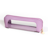 Étui à stylos en cuir PVC transparent, sac à fermeture éclair, sac de rangement pour stylos en PVC transparent, petite trousse à crayons à fermeture éclair portable pour les étudiants, l'école