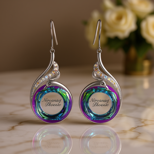 Orecchini Pendenti Nirvanaof in Quarzo Arcobaleno Fenico, Placcati Argento 925 con Cristalli e Strass, Montatura a Castone, Romantici da Donna per l'Uso Quotidiano - Product Image 2