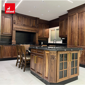 Armoires de cuisine en <span class=keywords><strong>bois</strong></span> massif noyer <span class=keywords><strong>noir</strong></span> Allandcabinet avec porte vitrée, armoires sur mesure en <span class=keywords><strong>colonne</strong></span> romaine pour la construction de villas de luxe - Product Image 1