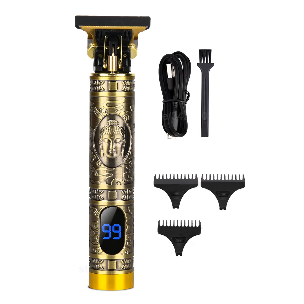 Cortadora de pelo recargable por USB T9 para hombre, afeitadora de diseño de Buda, sin cable, para peluquero y tallado, 0mm, envío directo