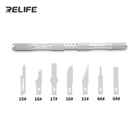 Relife RL-101B 8-en-1 CPU couteau ensemble de qualité industrielle pour l'entretien du téléphone carte mère IC réparation avec colle Scalpel lame de sculpture