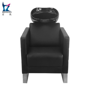 Chaise de lavage Hongzi avec bac en céramique noir fixe pour usage commercial en salon - Product Image 1