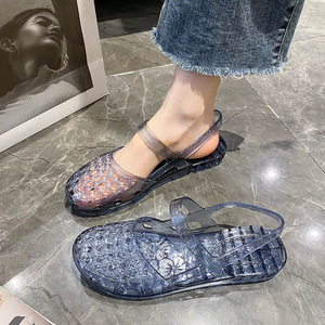 Sandali da Spiaggia Trendy in Cristallo da Donna, Versatili per l'Estate, Traspiranti, Antiscivolo, con Punta in Plastica, Senza Fodera, Piatti - Product Image 2