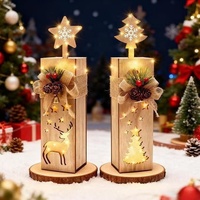 Décoration de Noël en bois avec LED, centre de table festif alimenté par piles