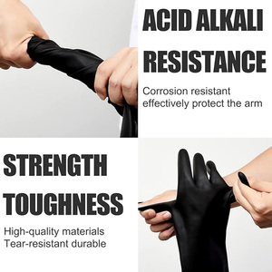 SunnyHope <span class=keywords><strong>Gants</strong></span> de Travail <span class=keywords><strong>Noir</strong></span> Long Caoutchouc Imperméable Latex Vêtements Industriels EN388 Certifié Nettoyage Lavage Alimentaire Usage Domestique - Product Image 3