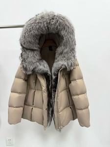 Oftbuy Áo khoác LÔNG CÁO tự nhiên cỡ lớn mùa đông sang trọng 2025 Áo khoác lông ngỗng dày dặn ấm áp cho nữ áo parkas thắt lưng Chống thấm nước - Product Image 2