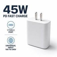 Cargador de Pared Tipo C Superrápido PD de 45 W con Enchufe Estadounidense, Adaptadores de Corriente para Teléfonos Móviles, Tabletas Inteligentes, Computadoras Portátiles, Adaptador de Corriente Eléctrico