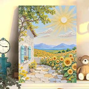 Kit de Peinture par Numéros Paysage Côtier Sans Cadre 16x20 Pouces pour Adultes, Décoration Artistique, Chemin en Bord de Mer, Fleurs, Cadeau pour les Amateurs de Plage - Product Image 2