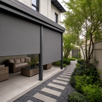 Store banne manuel moderne rétractable pare-soleil coupe-vent imperméable pour extérieur avec télécommande pour terrasse, pont ou balcon