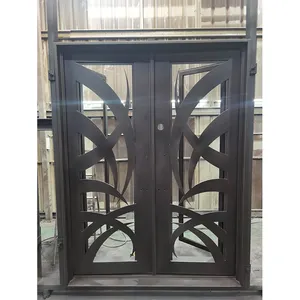 Professional Manufacturer Elegant Style High-End Wrought Iron Front Door 36X80 Left White For Garden Home And School