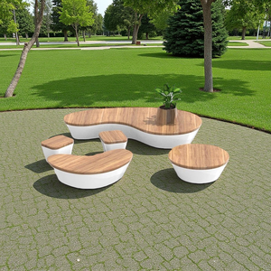 Grande sculpture de banc en fibre de verre, simple et créative, pour parc communautaire extérieur, siège unique pour fosse d'arbre, design paysager - Product Image 1