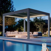 Pergola de luxe étanche bioclimatique Louvre aluminium ouverture toit couverture Pergola motorisée lumière Gazebo