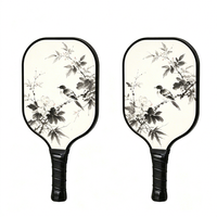 Raquette de pickleball en fibre de verre à motif de peinture à l'encre, noyau en nid d'abeille PP, haute qualité, pour entraînement et divertissement, conception artistique OEM, vente en gros