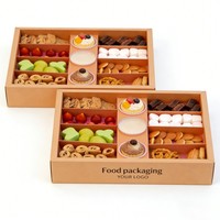 Boîte à biscuits en carton ondulé biodégradable avec compartiment pour sauce, boîte à biscuits au chocolat avec séparateur, emballage pour en-cas