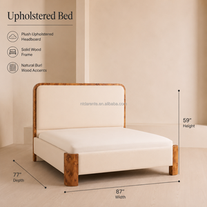 <span class=keywords><strong>Letto</strong></span> <span class=keywords><strong>a</strong></span> piattaforma in stile americano con impiallacciatura in corteccia di legno, testiera imbottita, struttura king size, lussuoso complemento moderno per la suite matrimoniale - Product Image 6
