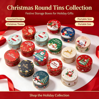Boîte Cadeau Ronde en Métal Écologique pour Noël, Idéale pour Gâteaux, Chocolats, Bonbons, Biscuits, Snacks et Pain