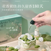 Ensemble diffuseur de parfum artisanal écologique en plâtre, forme de fleur, senteur gardénia et rose, idéal pour les spas et les cadeaux
