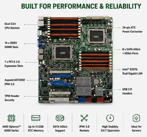 สำหรับ KGPE-D16 A620r-G ซ็อกเก็ตคู่ G34 เมนบอร์ดเซิร์ฟเวอร์ Opteron 6100 6200 6300 16DDR3 สล็อต SAS กิกะบิตแลนเดิม KGPE-D1 - Product Image 4