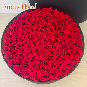 AM-GPA14 Ammy 99 Rose <span class=keywords><strong>2</strong></span> в 1, круглая коробка с вечными цветами, шелковая атласная Подарочная коробка, Подарочная черная круглая пустая коробка - Product Image 3