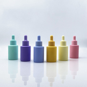 Flacone contagocce in vetro con scatola da 30ml spalla piatta ambra verde viola giallo blu <span class=keywords><strong>rosa</strong></span> per capelli smerigliati olio essenziale - Product Image 3