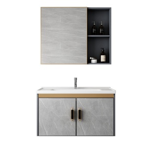 Space Aluminum Sintered Stone Modern Wall-Mounted Water Resistant Hotel Bathroom Cabinet Combo Ceramic Basin Integrated <b>Vanity</b> - Product Image 1