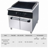 Barbecue au gaz JUSTA avec pierres de lave et base armoire, en acier inoxydable de qualité 304, pour restaurant, hôtel, cuisine