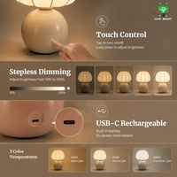 Lampe de table en céramique rechargeable avec abat-jour en soie, USB-C, 3 températures de couleur, à intensité tactile, sans fil, pour la décoration de la maison et des hôtels