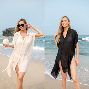 JINRU Factory summer costume da bagno bohémien coprente cotone beachwear <span class=keywords><strong>sexy</strong></span> bikini cover up abito da donna camicia <span class=keywords><strong>camicetta</strong></span> - Product Image 2