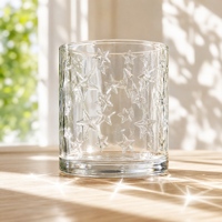 Grand Porte-Bougie Votive en Verre Pressé Grande Capacité avec Motif Étoilé pour Décoration Ambiante Intérieure et Présentation de Table