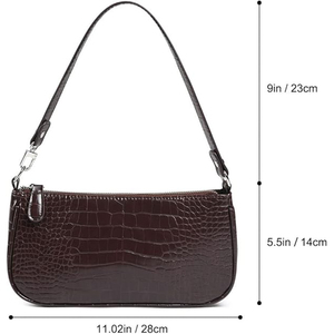 Women's Vintage Retro Mini Crossbody Shoulder <strong>Bag</strong> Crocodile Pattern Soft PU Leather Nylon Lining Chain Strap Buckle Closure - Product Image 2