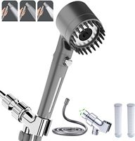 Pommeaux de douche à main détachables économiseurs d'eau ronds, haute pression avec support de tuyau de remplacement, kit de 3 filtres en coton