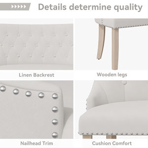 Elegante Sofá de Dos Plazas de Lino con Patas de Madera, Cojín Tapizado, Fácil de Limpiar, Diseño Moderno para Dormitorio, Apartamento, Hotel, Sala de Estar - Product Image 4