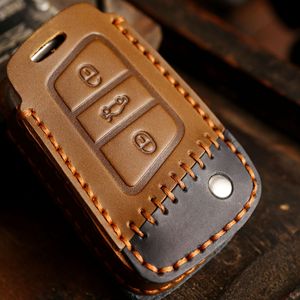 Adecuado para bolsas de llaves <span class=keywords><strong>Volkswagen</strong></span> Passat Golf, bolsas de llaves de cuero Magotan Crazy Horse y llaveros de coche de cuero genuino - Product Image 3