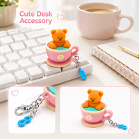 Porte-clés personnalisés mignons en PVC, jouets de bain flottants (ours, canard) et capuchons de clavier