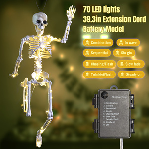 <span class=keywords><strong>Squelette</strong></span> en plastique de 165 cm pour Halloween, <span class=keywords><strong>squelette</strong></span> complet suspendu, décoration fantôme humaine avec lumière LED, pour intérieur et extérieur, accessoire pour maison hantée - Product Image 4