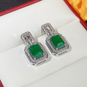 Orecchini Pendenti Rettangolari in Cristallo Verde Smeraldo per Donne, Accessori Eleganti da Cerimonia - Product Image 4