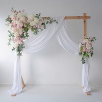 Composition florale pour arche de mariage LANJO, rose et blanc, guirlande de fleurs artificielles pour décoration de toile de fond de cérémonie
