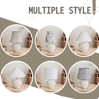 Lampe de table en céramique avec base créative, éclairage pour chambre à coucher, chevet, salon, base en céramique texturée, abat-jour en tissu de lin