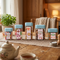 Bocaux transparents carrés de 300 ml, 500 ml, 600 ml, 800 ml avec couvercles pour le miel, les biscuits, les bonbons, emballages en plastique, contenants de stockage alimentaire