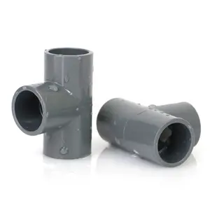 Gray Three-Way Acid And Alkali Resistant Industrial PVC Equal Pipe Fittings Tee Pipe Tee Joints