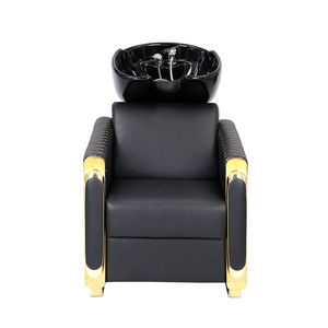 Chaise de lavage de cheveux en cuir PU noir, personnalisable avec fonction massage, pour spa capillaire – Vente chaude aux États-Unis, prix de gros bas - Product Image 2